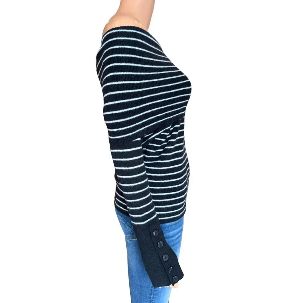 NWT Free People Evergreen Off Shoulder Striped Knit Sweater Y2K 90s Cozy Medium